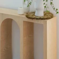 Made in Meubles Table Console<Console en chêne massif clair Octave