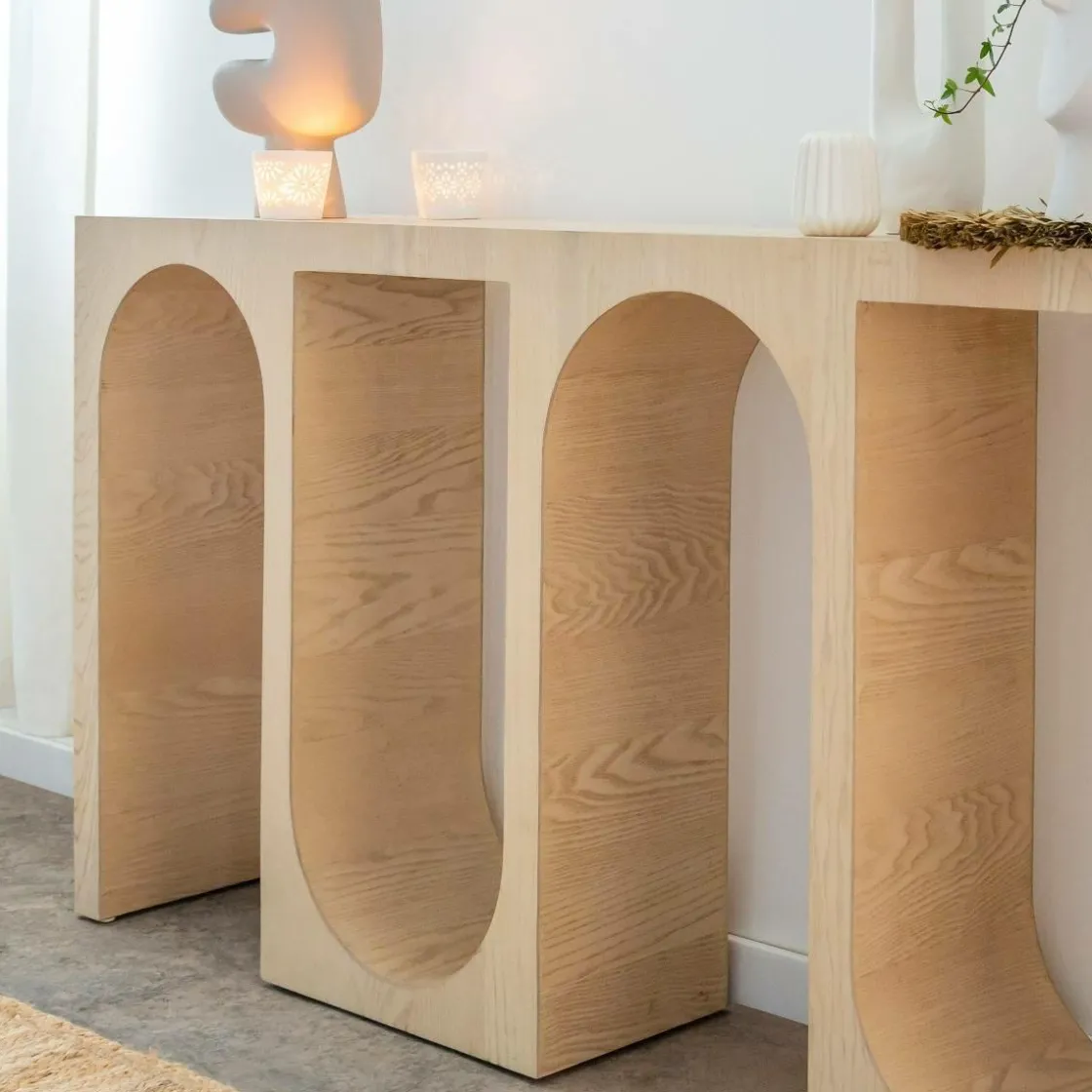 Made in Meubles Table Console<Console en chêne massif clair Octave