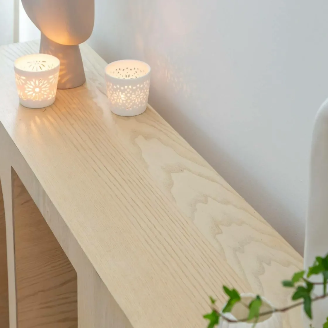 Made in Meubles Table Console<Console en chêne massif clair Octave