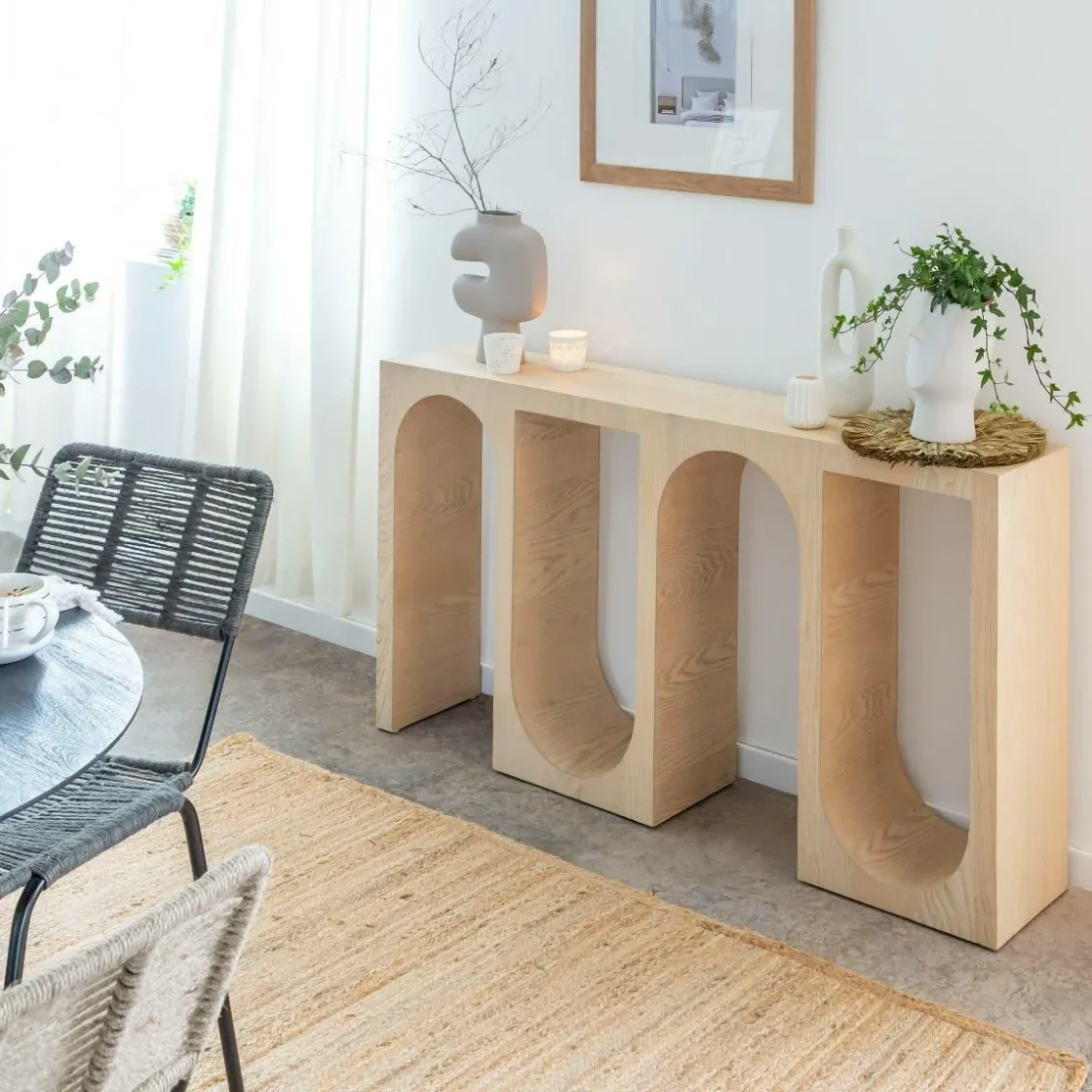 Made in Meubles Table Console<Console en chêne massif clair Octave