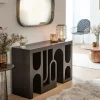 Made in Meubles Table Console<Console en chêne massif noir Octave