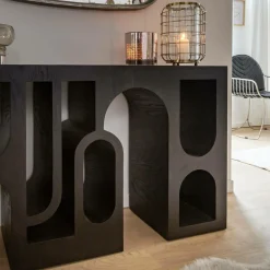 Made in Meubles Table Console<Console en chêne massif noir Octave