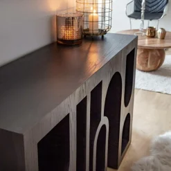 Made in Meubles Table Console<Console en chêne massif noir Octave