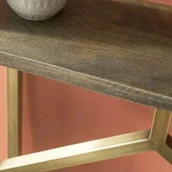Made in Meubles Table Console<Console en manguier et métal doré Valérie