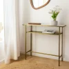 Made in Meubles Table Console<Console en métal doré et marbre Timéo