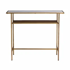 Made in Meubles Table Console<Console en métal doré et marbre Timéo