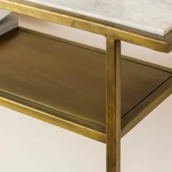 Made in Meubles Table Console<Console en métal doré et marbre Timéo