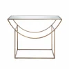 Made in Meubles Table Console<Console en métal doré et verre Léa