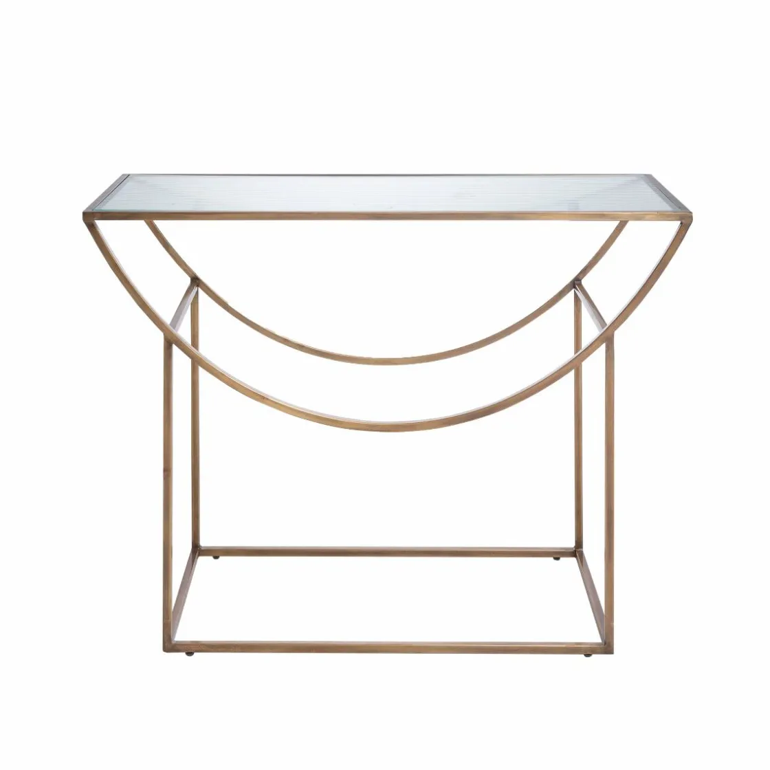 Made in Meubles Table Console<Console en métal doré et verre Léa