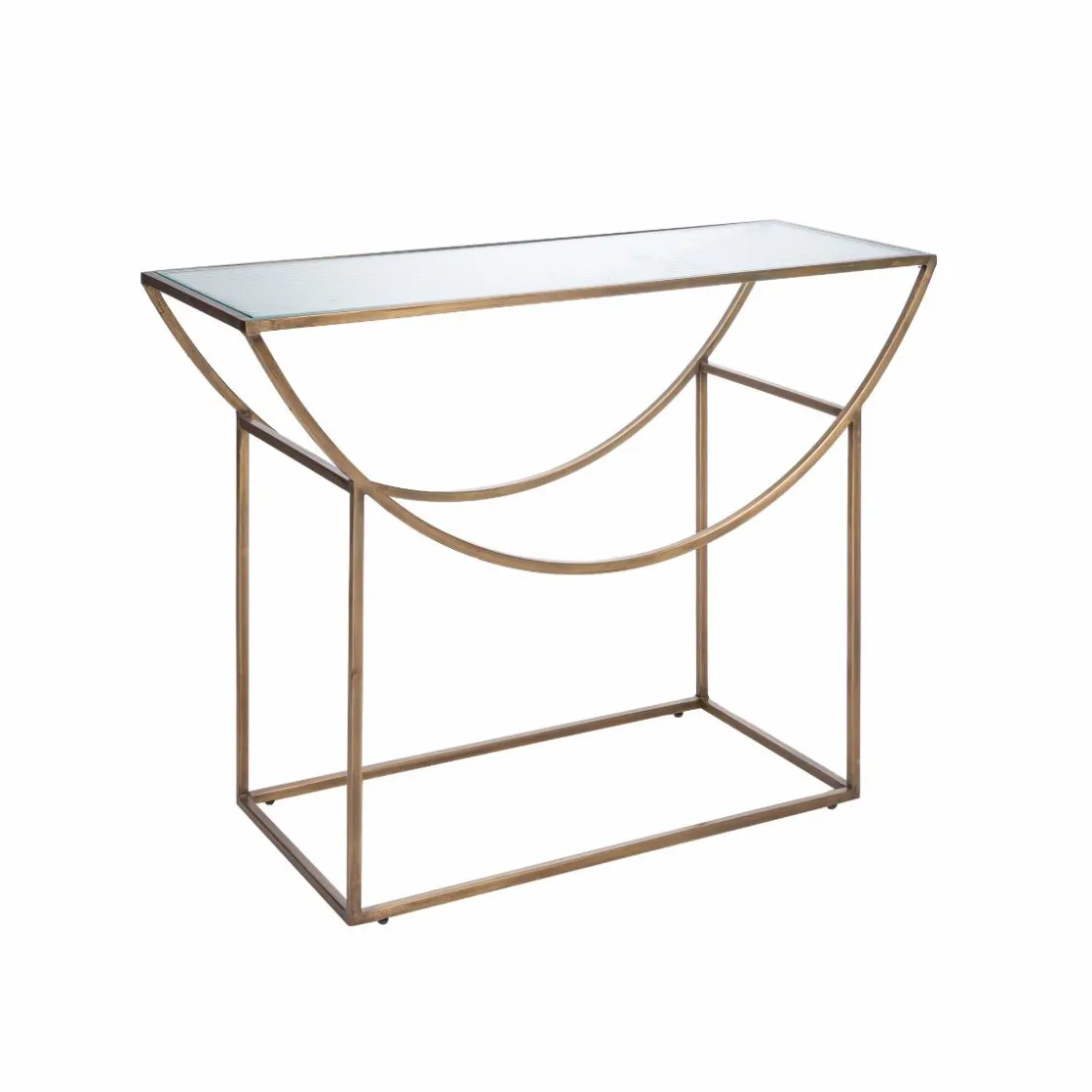 Made in Meubles Table Console<Console en métal doré et verre Léa