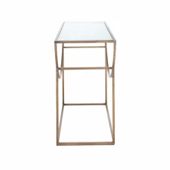 Made in Meubles Table Console<Console en métal doré et verre Léa