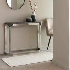 Made in Meubles Table Console<Console en métal et marbre Noé
