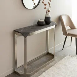Made in Meubles Table Console<Console en métal et marbre Noé