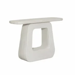 Made in Meubles Table Console<Console pied central en bois effet béton blanc Danaé