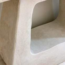 Made in Meubles Table Console<Console pied central en bois effet béton blanc Danaé