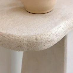Made in Meubles Table Console<Console pied central en bois effet béton blanc Danaé