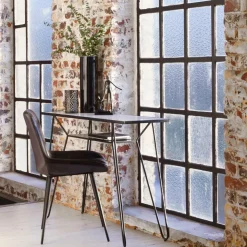 Made in Meubles Table Console<Console pieds compas en marbre blanc et métal Marceau