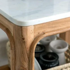 Made in Meubles Etagère|Meuble De Rangement<Etagère carrée en bois d'acacia et marbre Emyr