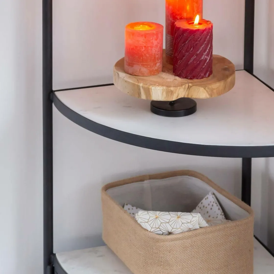 Made in Meubles Etagère<Etagère d'angle en métal et marbre Mona