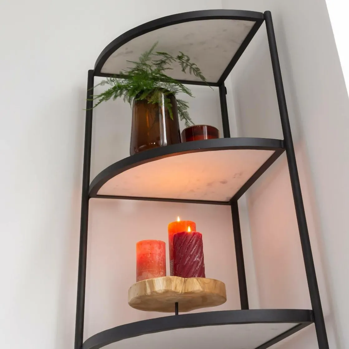 Made in Meubles Etagère<Etagère d'angle en métal et marbre Mona