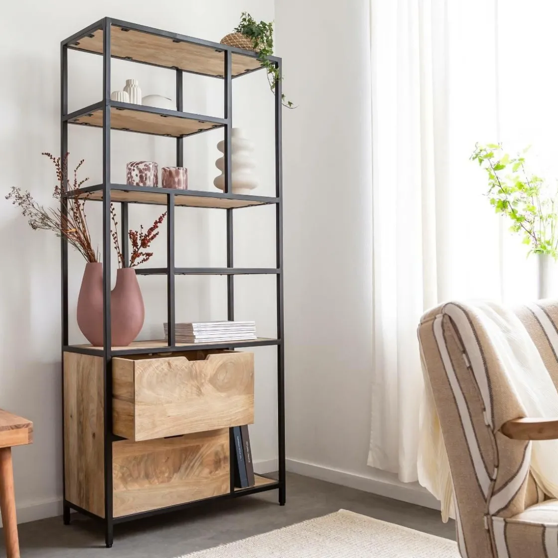 Made in Meubles Etagère<Etagère en bois de manguier et métal Maxence