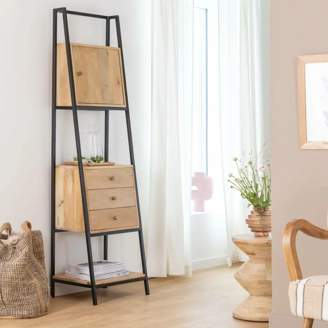 Made in Meubles Etagère<Etagère en bois de manguier et métal Mathieu