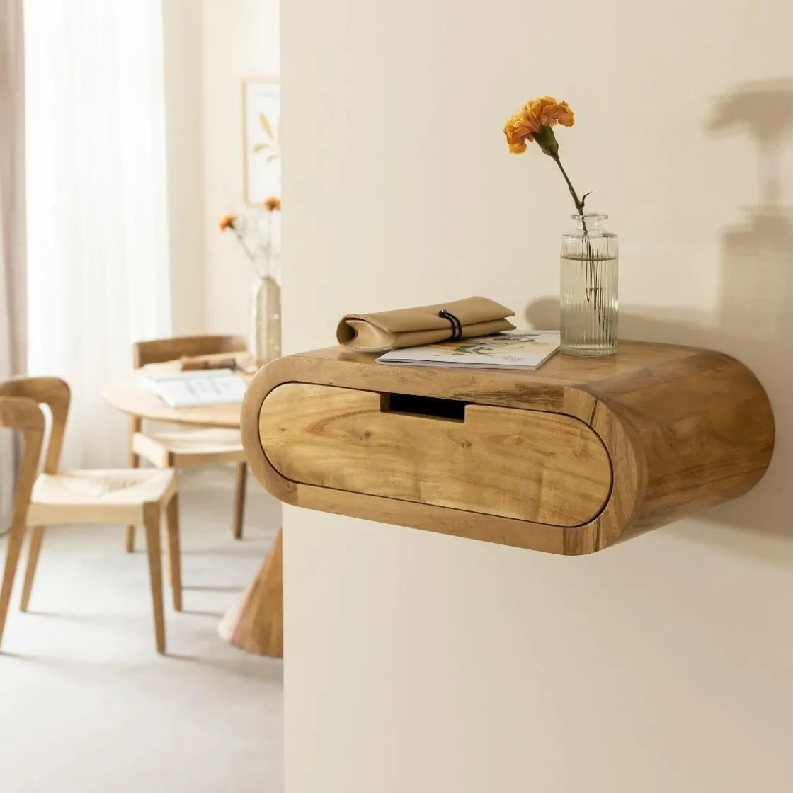 Made in Meubles Etagère|Chevet<Etagère murale arrondie en bois d'acacia Orane