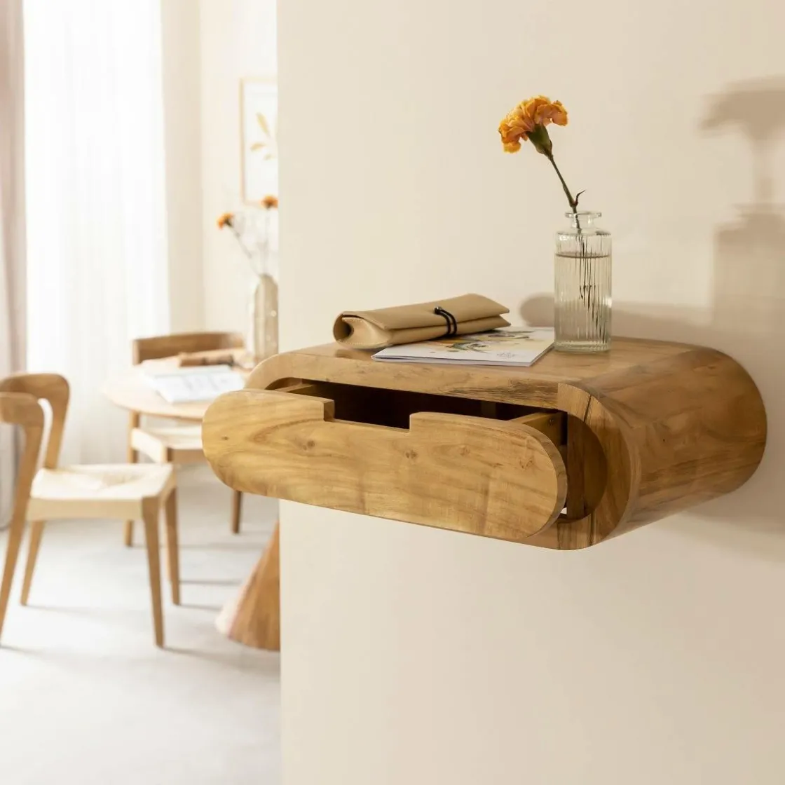 Made in Meubles Etagère|Chevet<Etagère murale arrondie en bois d'acacia Orane