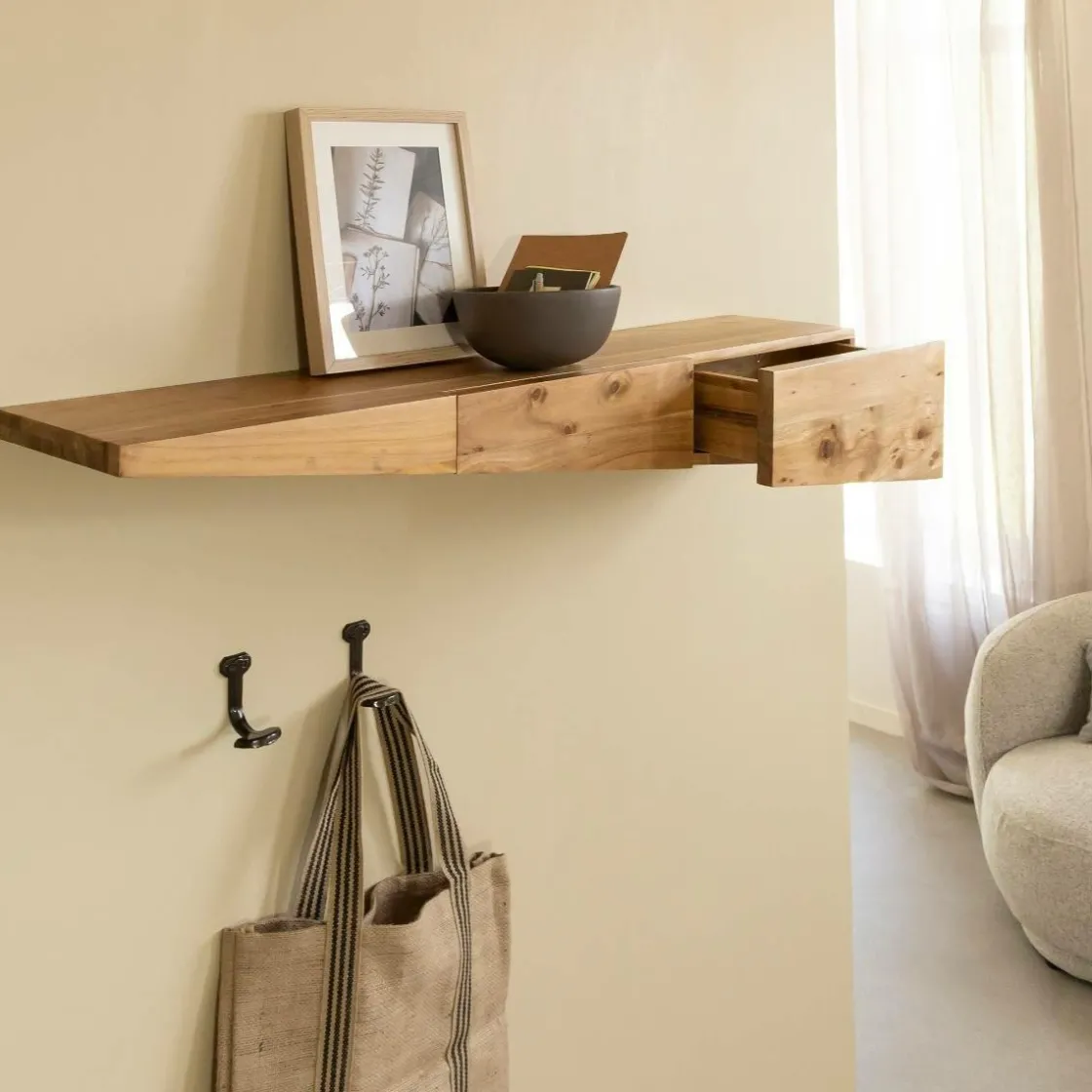 Made in Meubles Etagère<Etagère murale asymétrique en bois d'acacia Orane