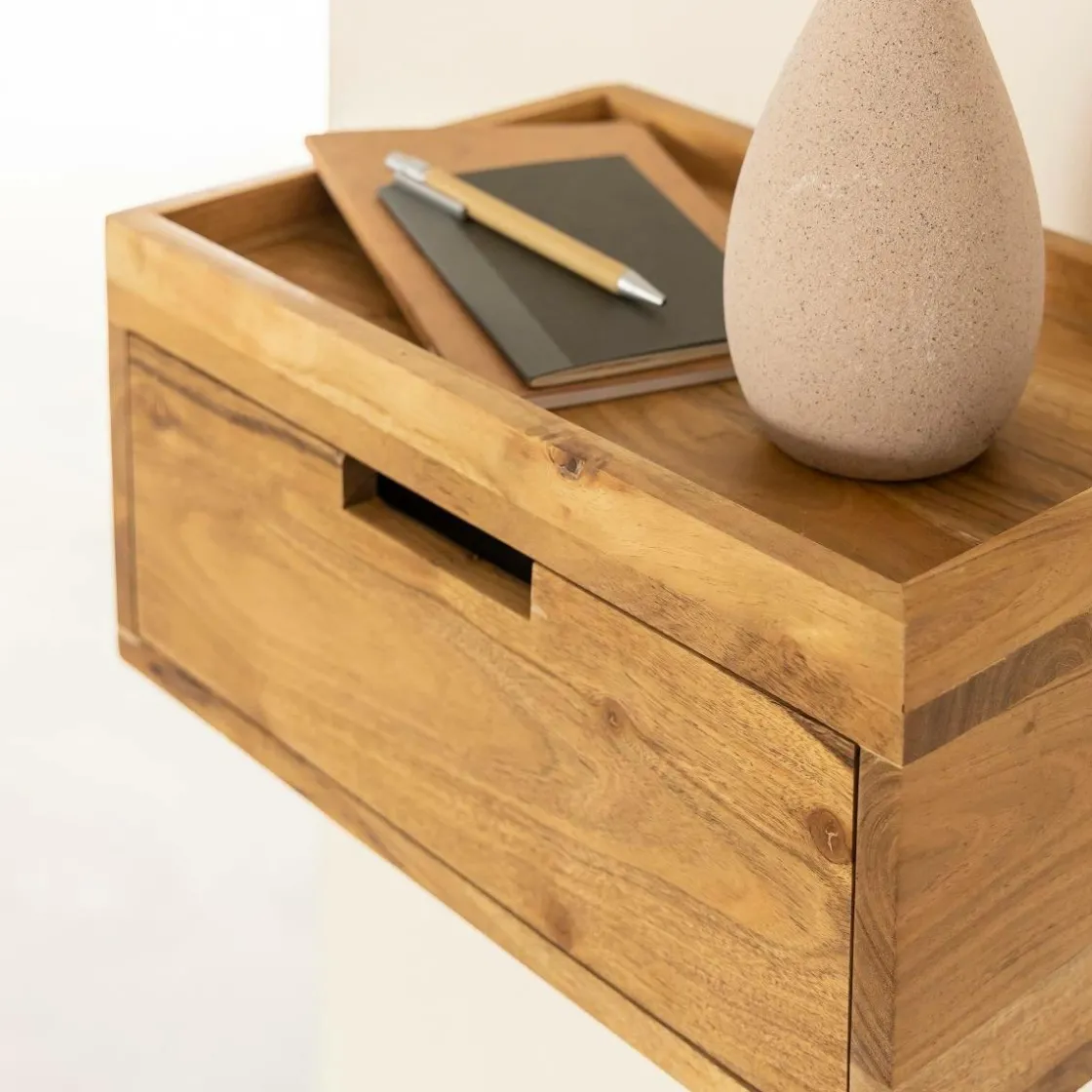 Made in Meubles Etagère|Chevet<Etagère murale carrée en bois d'acacia Orane