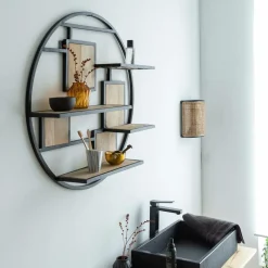 Made in Meubles Etagère<Etagère ronde en bois de manguier et métal Noam