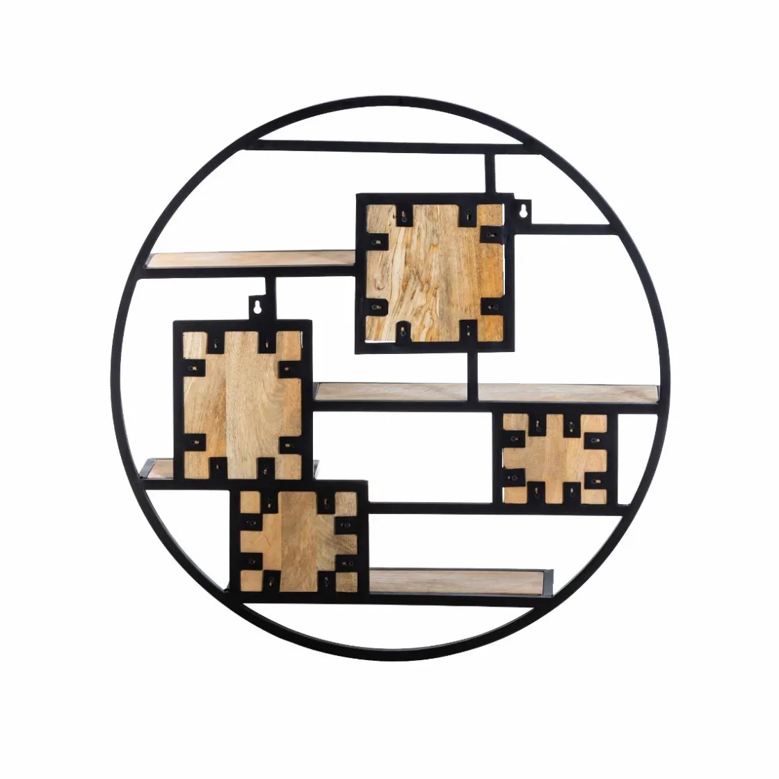 Made in Meubles Etagère<Etagère ronde en bois de manguier et métal Noam