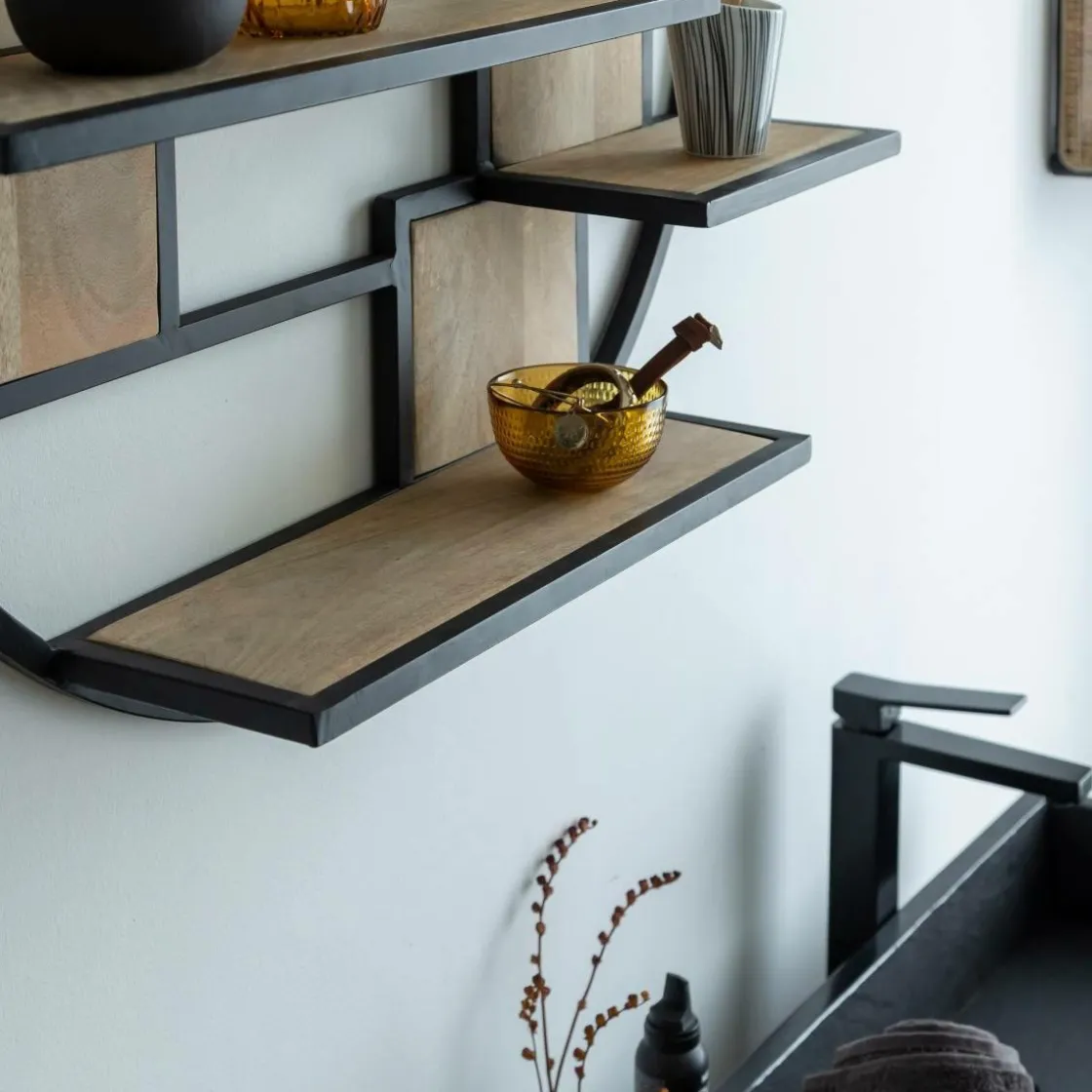 Made in Meubles Etagère<Etagère ronde en bois de manguier et métal Noam