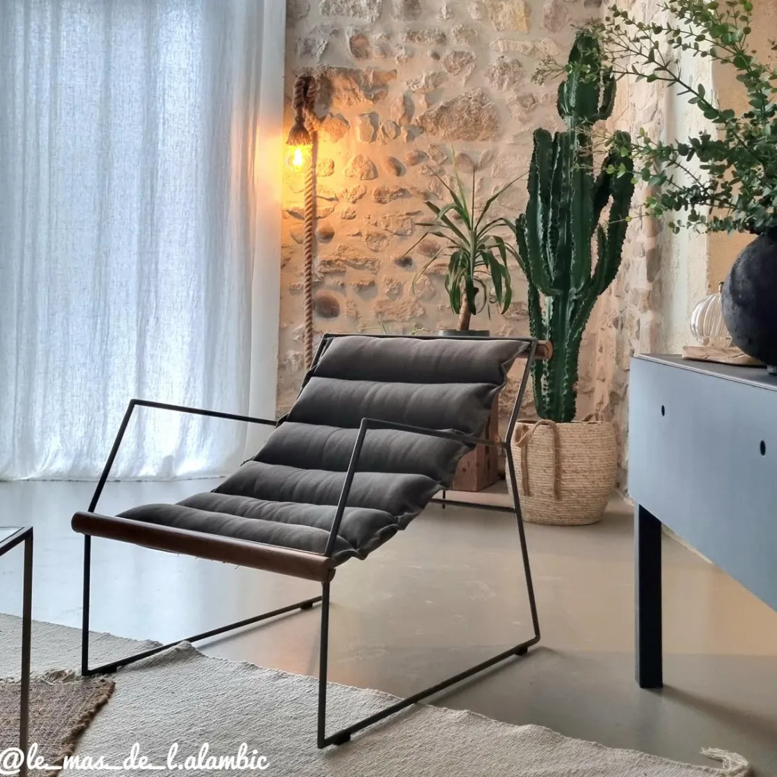 Made in Meubles Fauteuil<Fauteuil assise suspendue kaki Rosalie