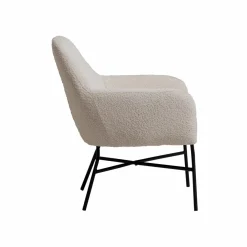 Made in Meubles Fauteuil<Fauteuil blanc en tissu bouclette Amandine