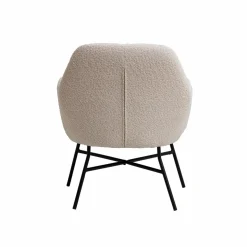 Made in Meubles Fauteuil<Fauteuil blanc en tissu bouclette Amandine