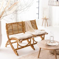 Made in Meubles Fauteuil|Canapé<Fauteuil cinéma en rotin 2 places Mayeul