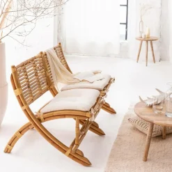 Made in Meubles Fauteuil|Canapé<Fauteuil cinéma en rotin 2 places Mayeul