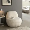 Made in Meubles Fauteuil<Fauteuil confort en tissu bouclette blanc Johanna