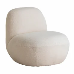 Made in Meubles Fauteuil<Fauteuil confort en tissu bouclette blanc Johanna