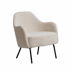 Made in Meubles Fauteuil<Fauteuil confort en tissu bouclette blanc Amandine