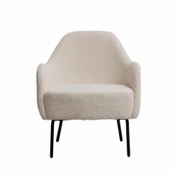 Made in Meubles Fauteuil<Fauteuil confort en tissu bouclette blanc Amandine