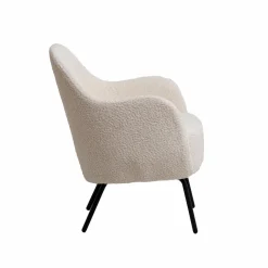 Made in Meubles Fauteuil<Fauteuil confort en tissu bouclette blanc Amandine