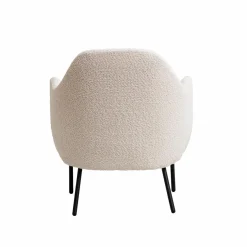 Made in Meubles Fauteuil<Fauteuil confort en tissu bouclette blanc Amandine
