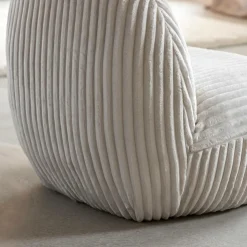 Made in Meubles Fauteuil<Fauteuil confort en velours côtelé beige écru Johanna