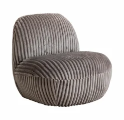 Made in Meubles Fauteuil<Fauteuil confort en velours côtelé gris Johanna