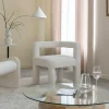 Made in Meubles Fauteuil<Fauteuil d'angle en tissu bouclette blanc Nora