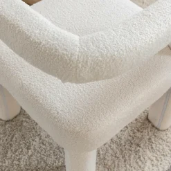 Made in Meubles Fauteuil<Fauteuil d'angle en tissu bouclette blanc Nora