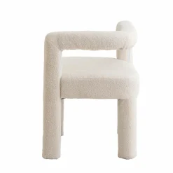 Made in Meubles Fauteuil<Fauteuil d'angle en tissu bouclette blanc Nora