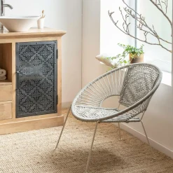 Made in Meubles Fauteuil<Fauteuil en corde de coton blanc Bélize